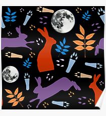Folk Hase Pawprints Poster