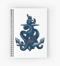 Octopus tentacles and anchor. Vintage travel print. Spiral Notebook