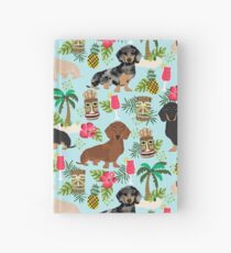 Dachshund dog breed hawaii tiki tropical doxie dachsie pet friendly pattern Hardcover Journal