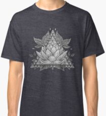 Grey Lotus Flower Geometric Design Classic T-Shirt