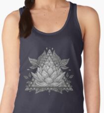 Grey Lotus Flower Geometric Design Women's Tank Top