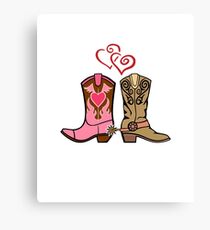Cowboy Boots and Cowgirl Boots Illustrated Shirt Canvas Print