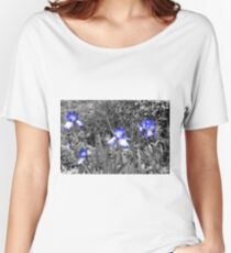 Purple on Black and White Iris Photograph Women's Relaxed Fit T-Shirt