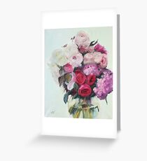 Original Oil Painting Flowers Rose Greeting Card