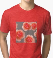 Blushing Roses Pattern Tri-blend T-Shirt