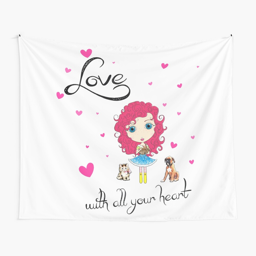 Love With All Your Heart Wall Tapestry
