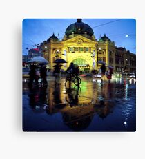 Rush hour in the rain Canvas Print