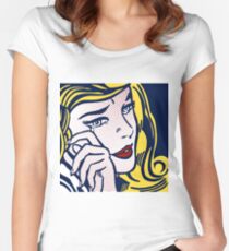 Crying Girl, Homage to Roy Lichtenstein Women's Fitted Scoop T-Shirt