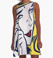 Crying Girl, Homage to Roy Lichtenstein A-Line Dress
