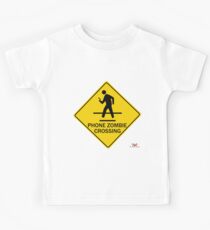 Phone Zombie Crosswalk Sign Kids Tee