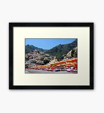 Colorful Beach Umbrellas Positano Framed Print