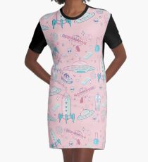 Galaxy Babe Pattern Graphic T-Shirt Dress