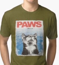 Paws Cat Kitten Meow Parody Cool Tshirt Tri-blend T-Shirt
