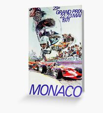 Gran Prix de Monaco, 1971, original vintage poster Greeting Card