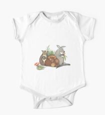 Native Australian Babies – With Kangaroo, Sugar Glider And Platypus Short Sleeve Baby One-Piece