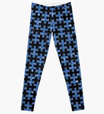 PUZZLE1 BLACK MARBLE AND BLUE MARBLE Leggings