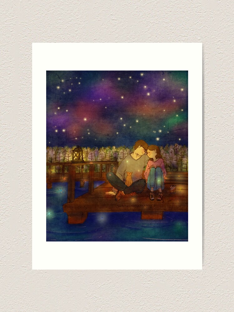Alternate view of Starry night at the lake Art Print