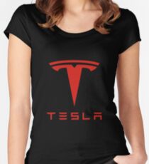 Tesla Red Logo Women's Fitted Scoop T-Shirt