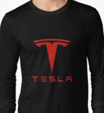 Tesla Red Logo Long Sleeve T-Shirt