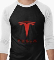 Tesla Red Logo Men's Baseball ¾ T-Shirt