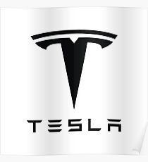 Tesla Black Logo Poster