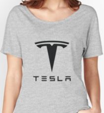 Tesla Black Logo Women's Relaxed Fit T-Shirt