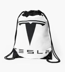 Tesla Black Logo Drawstring Bag