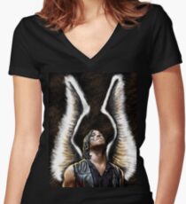 Daryl Dixon wings and rain Women's Fitted V-Neck T-Shirt