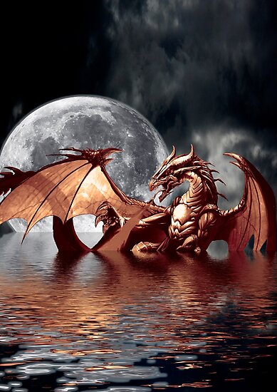 Dragon Moon Fantasy Art Design Photographic Print By Natureprints Redbubble