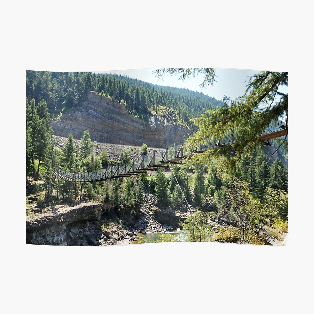 Kootenai Falls Suspension Bridge Libby Montana Poster By