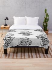 Skull And Roses Throw Blanket