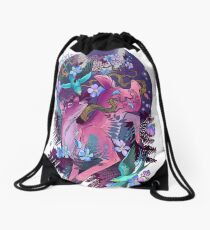 Mystic Midnight Pink White Tail Doe Drawstring Bag