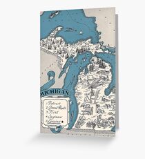 Vintage 1926 Michigan map postcard - Christmas greeting card Greeting Card