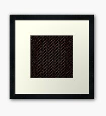 BRICK2 BLACK MARBLE AND COPPER BRUSHED METAL Framed Print