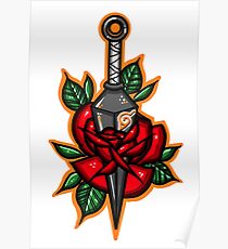 Naruto Konoha Kunai Through Rose Poster