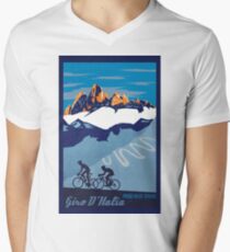 Giro D' Italia Retro Passo Dello Stelvio Cycling Poster Men's V-Neck T-Shirt
