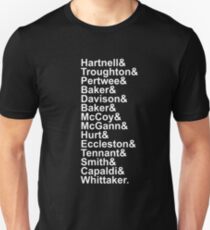The Doctors - Hartnell to Whittaker Unisex T-Shirt