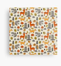 Woodland camping animal nature owl fox deer raccoon cute by andrea lauren Metal Print