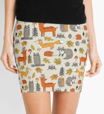 Woodland camping animal nature owl fox deer raccoon cute by andrea lauren Mini Skirt