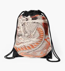 Japanese tattoo typhoon dragon Drawstring Bag