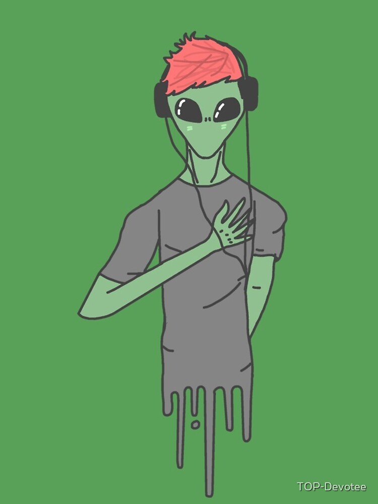 Red Haired Green Alien Wearing Headphones Iphone Case And Cover By Top