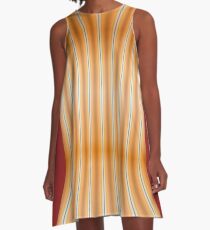 Gestreifte Leinwand rund doppelt A-Linien Kleid