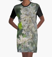 White Lacy Flower Graphic T-Shirt Dress
