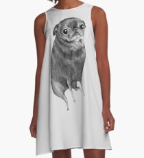 Sweet Black Pug A-Line Dress