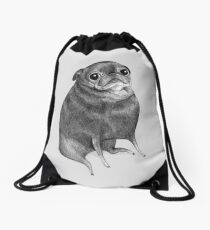 Sweet Black Pug Drawstring Bag