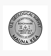 BENCHMARK MAUNA KEA HAWAII GEOCACHING USGS VOLCANO Photographic Print