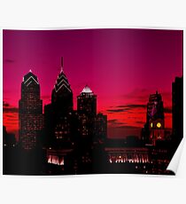 Philadelphia Skyline Sundown Poster