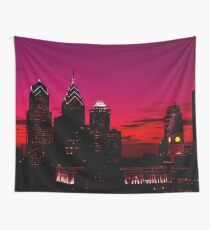 Philadelphia Skyline Sundown Wall Tapestry