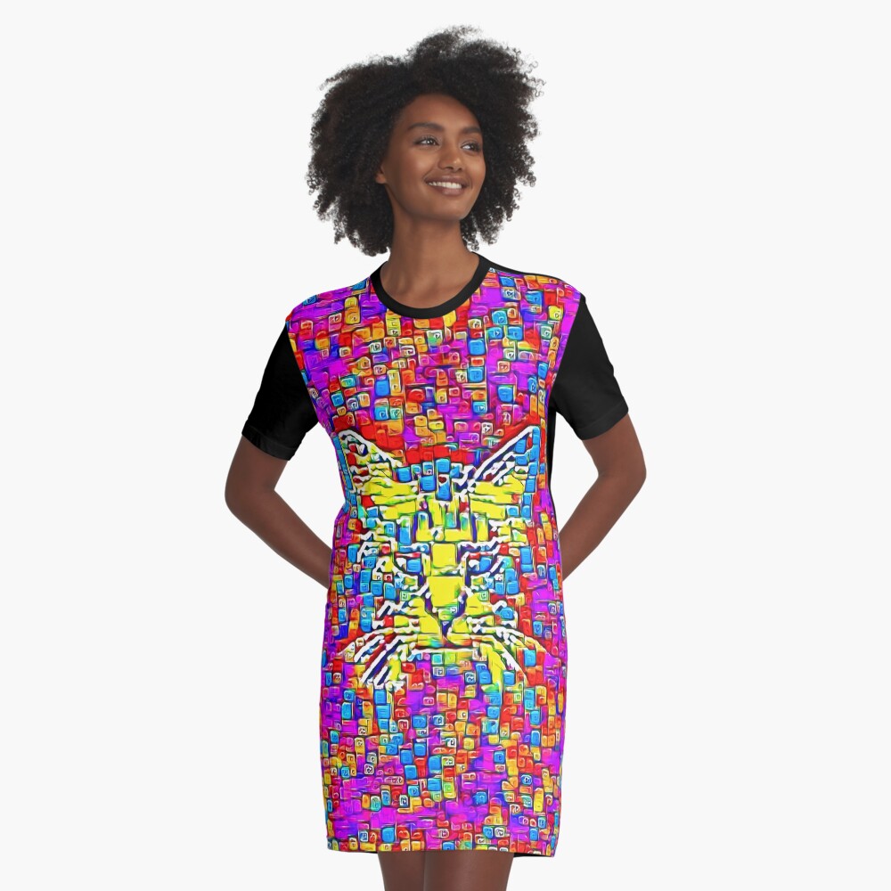 Lemon Cat Graphic T-Shirt Dress