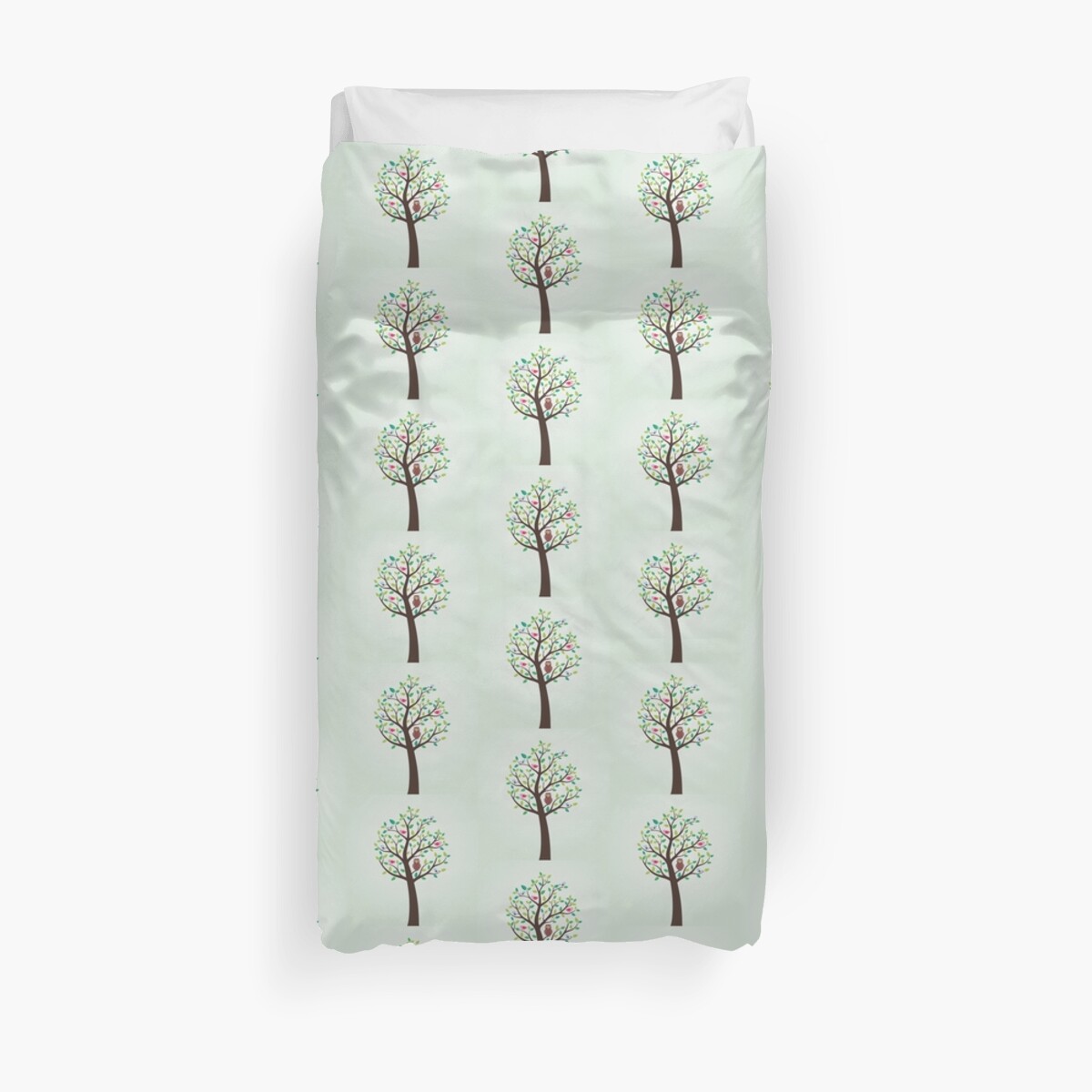 Birds And Owl In The Tree Duvet Cover By Bicone Redbubble